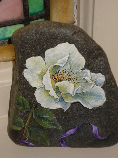 Wild White Rose on Stone