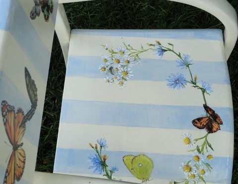 Butterflies, Wild Flowers and Stripes on a Child’s Chair