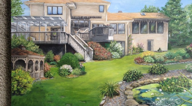 Contemporary House Portrait -Backyard