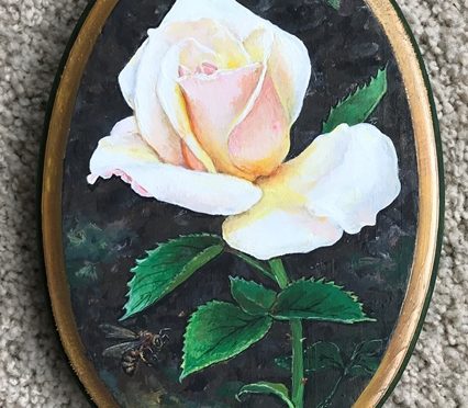 Pale Rose With Bee Plaque