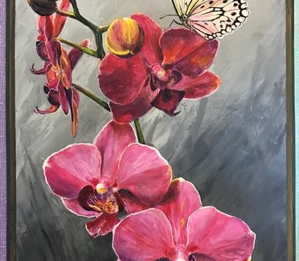 Orchid with Butterfly Plaque