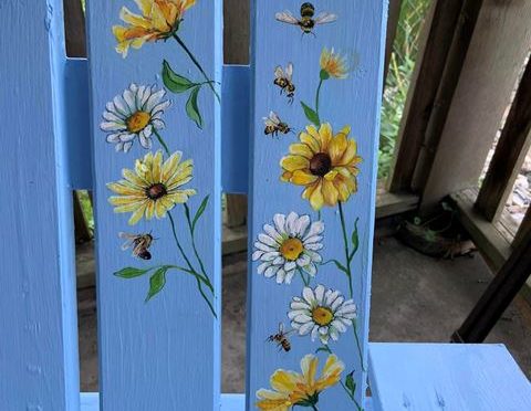 Adirondack Pair of Chairs with flowers